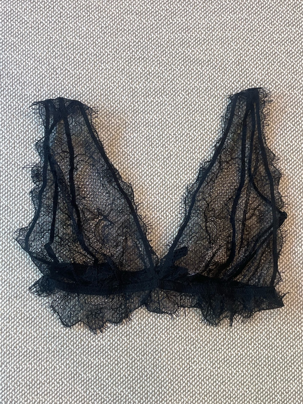 Anine Bing Black Sheer Lace Bralette